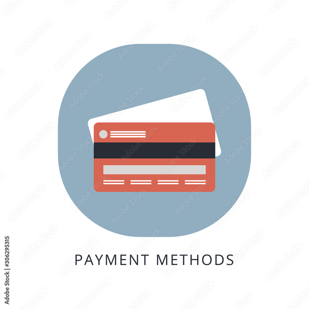 Flat design concept payment. Payment method and option