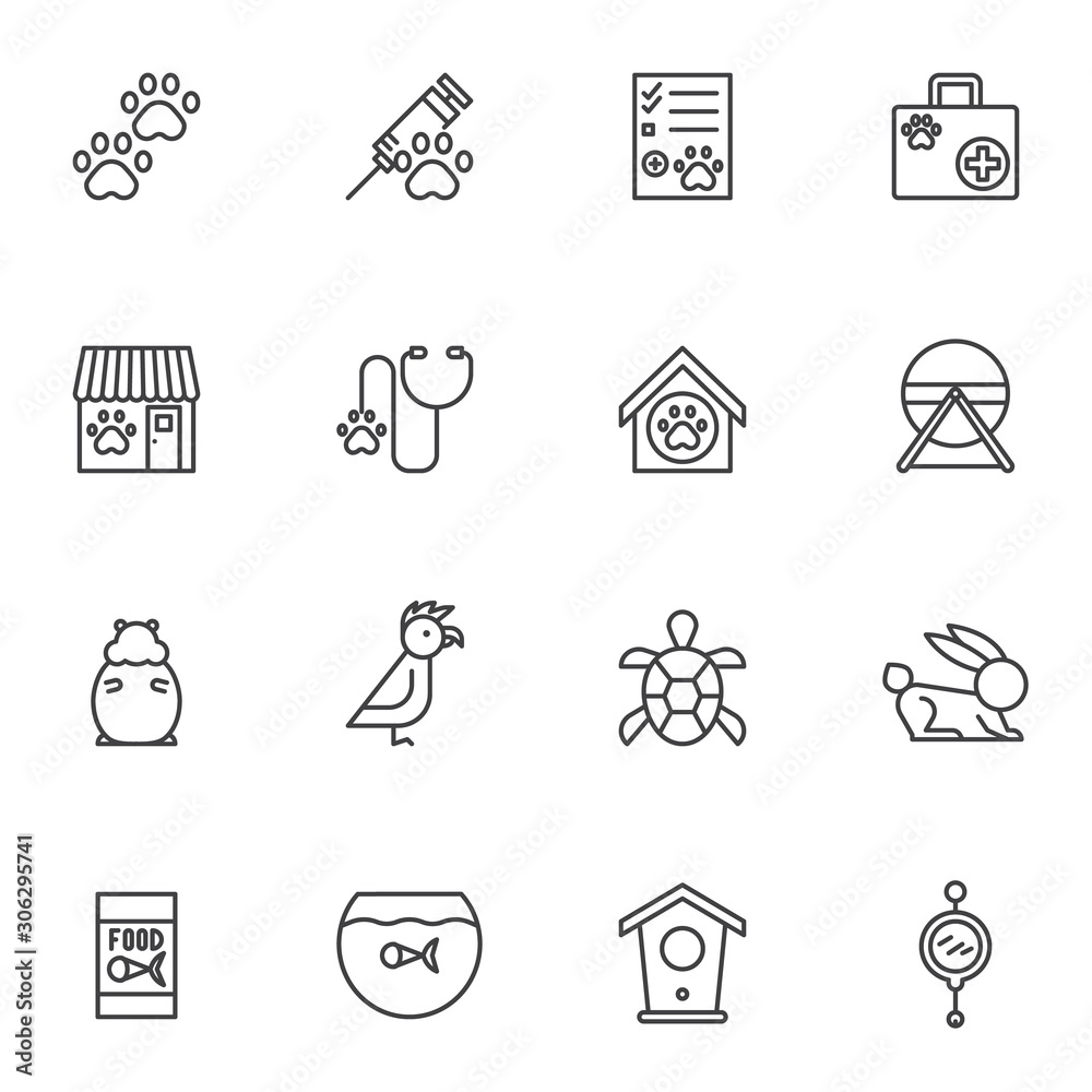 Pet shop line icons set. linear style symbols collection, outline signs ...