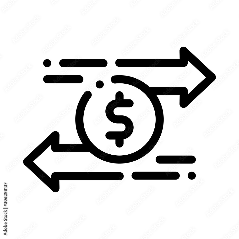 Currency Dollar Exchange Icon Vector. Outline Currency Dollar Exchange Sign. Isolated Contour Symbol Illustration