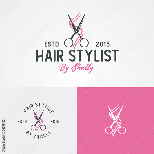 Creative Illustration Scissor For Hair Salon Vintage Logo Design