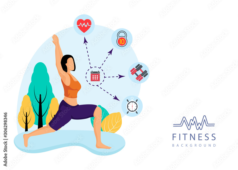 Health and fitness concept graphic, Women's fitness - Vector Illustration Health and fitness concept graphic, Women's fitness - Vector Illustration