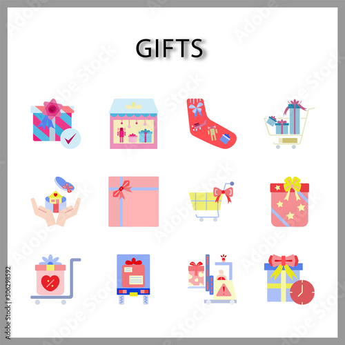 Gift box icon set isolated on white background for web design