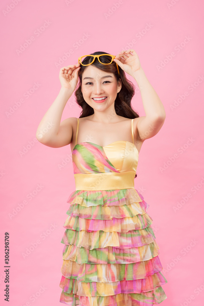 Asian pretty women portrait with Beautiful hair isolate background with glasses Asian pretty women portrait with Beautiful hair isolate background with glasses