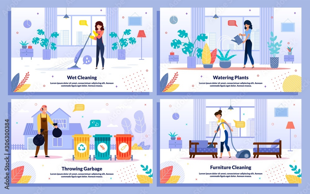 Professional Cleaning Service Vector Banners Set Professional Cleaning Service Vector Banners Set