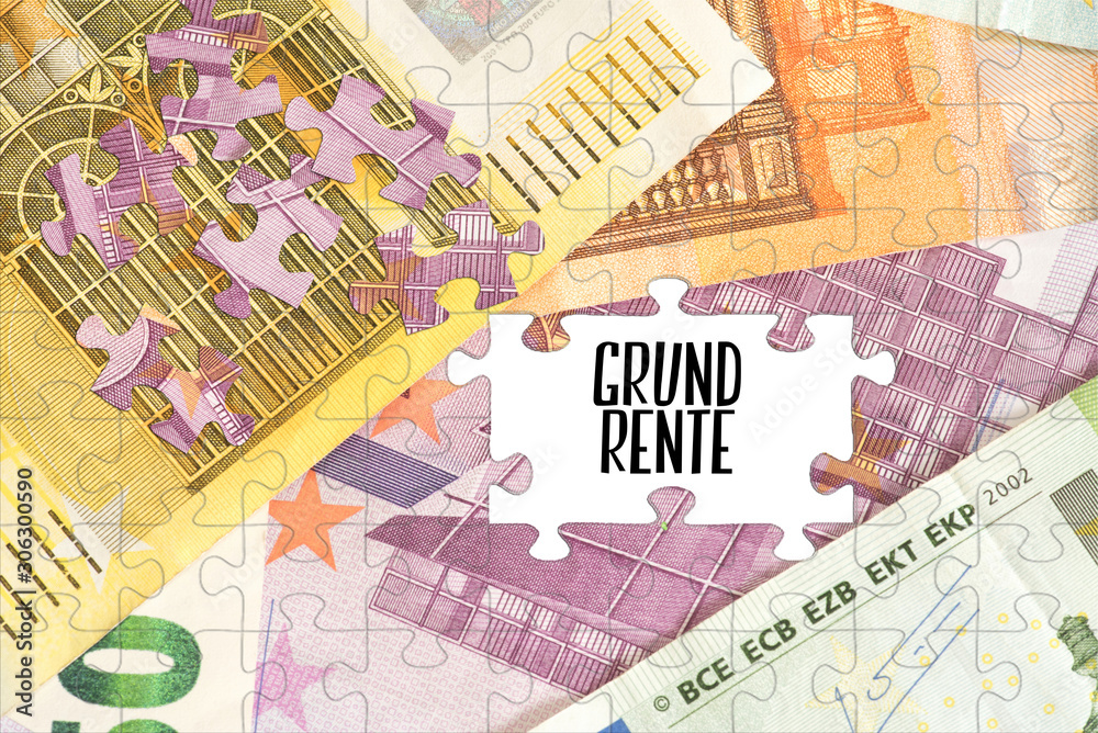 Puzzle aus Euro Geldscheinen und die Grundrente