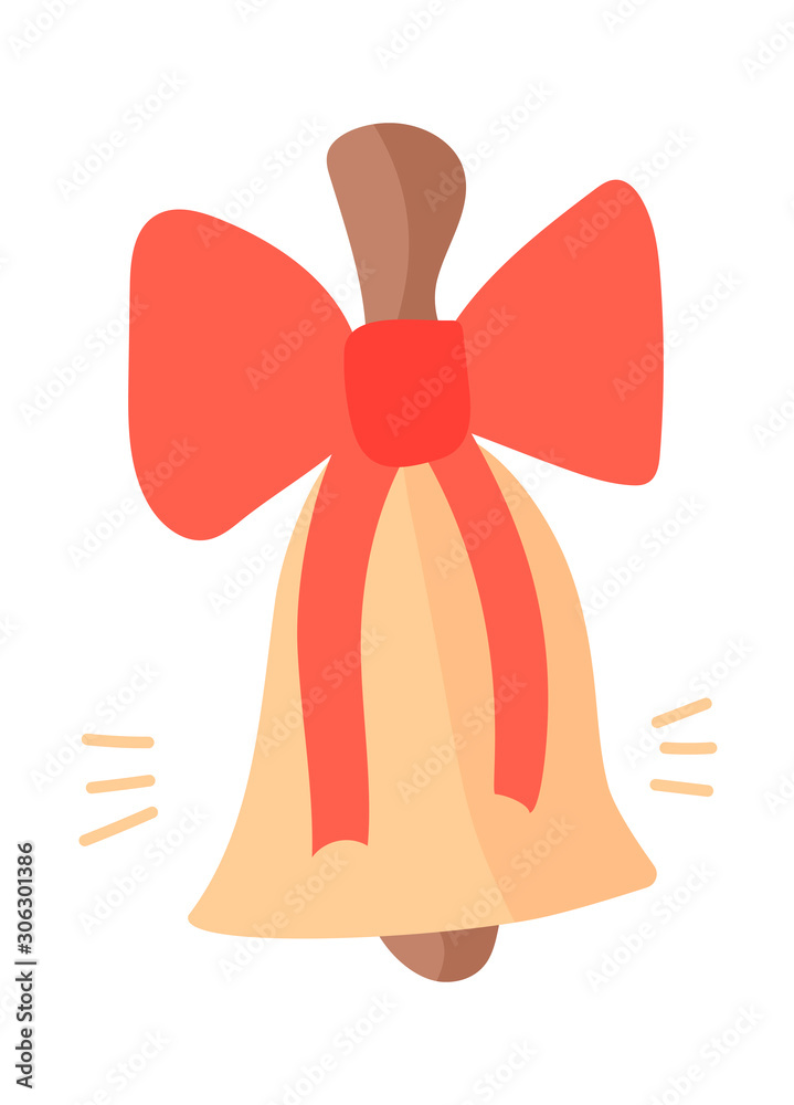 Vector hand drawn christmas bell with bow. Design greeting cards, posters, gift wrapping. Vector hand drawn christmas bell with bow. Design greeting cards, posters, gift wrapping.