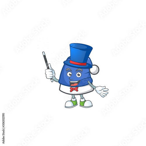 Cartoon character of blue christmas hat Magician style