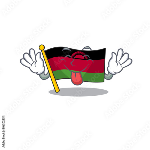 Super cute flag malawi cartoon design with Tongue out