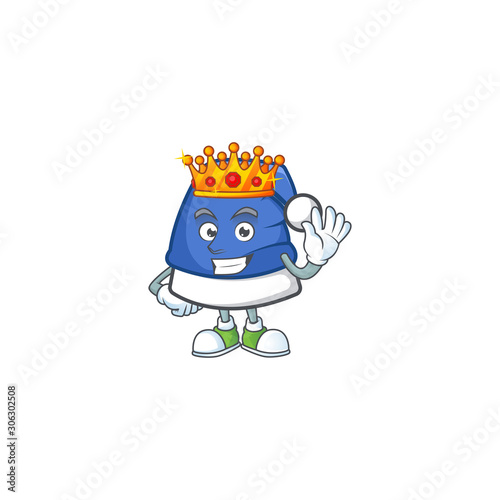 King of blue christmas hat on cartoon mascot style design