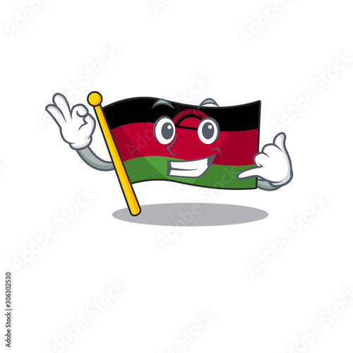 Call me cute flag malawi mascot cartoon style