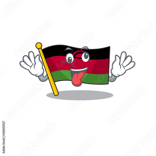 Mascot illustration of crazy expression flag malawi Cartoon character design