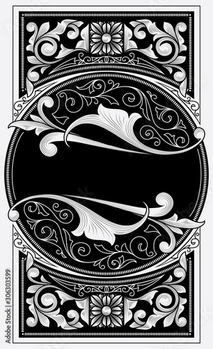 Black and white vintage ornate art deco design