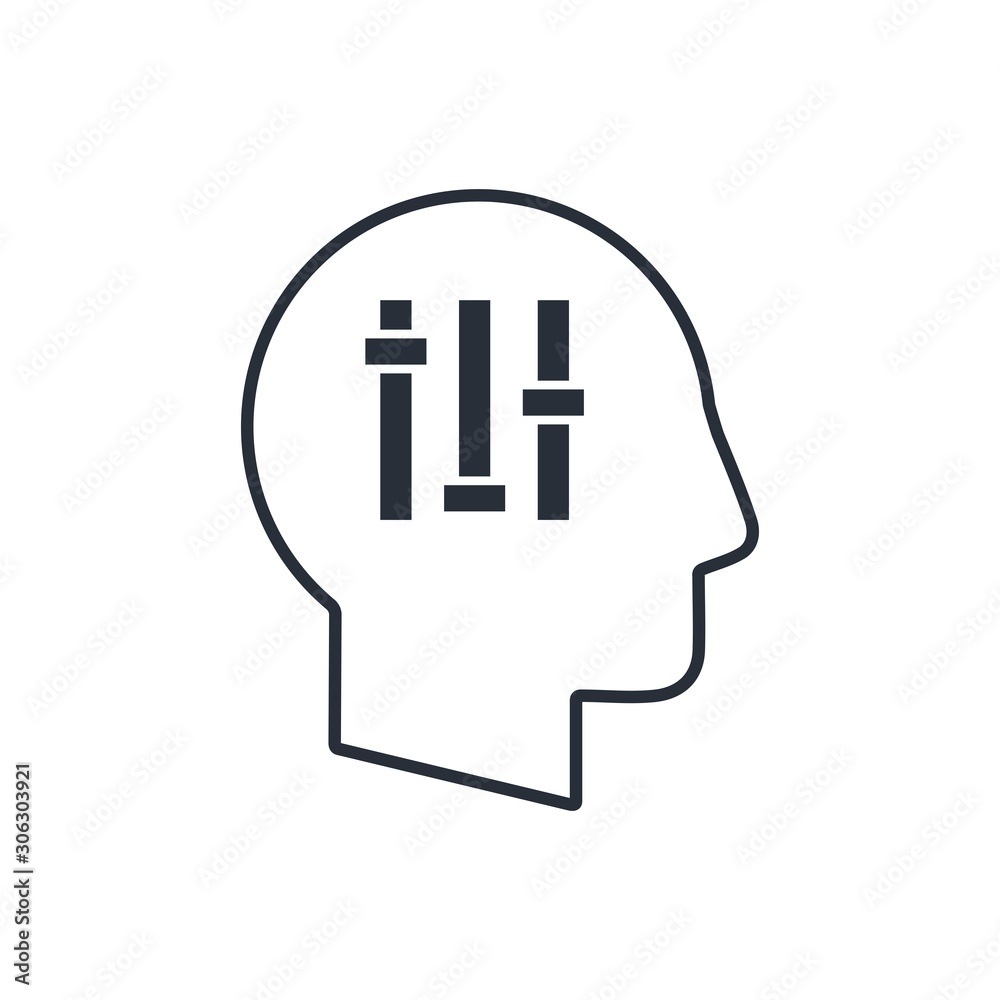 Control . The head of a human. Vector linear icon on a white background. Control . The head of a human. Vector linear icon on a white background.