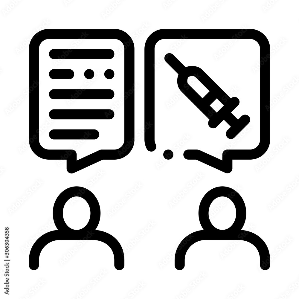 Doctor Injections Consultation Icon Vector. Outline Doctor Injections Consultation Sign. Isolated Contour Symbol Illustration Doctor Injections Consultation Icon Vector. Outline Doctor Injections Consultation Sign. Isolated Contour Symbol Illustration
