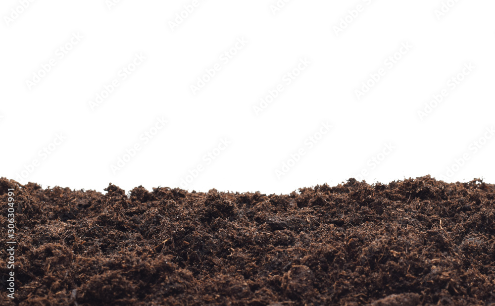 bio ground or soil as frame closed up isolated on white - obrazy, fototapety, plakaty 
