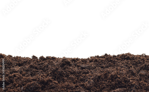 bio ground or soil as frame closed up isolated on white photo