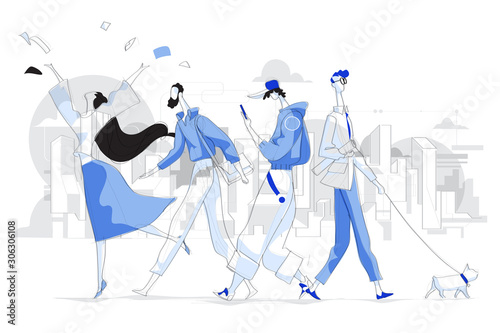 Modern style illustration of urban dwellers - Vector	