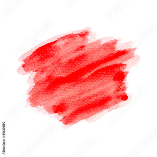 brush stroke red watercolor on white background.