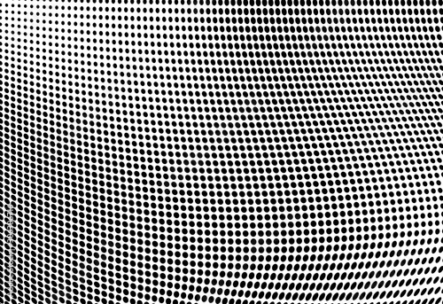 Abstract halftone texture in the form of a wave. Monochrome art background of black dots on white. Vector chaotic pattern. Template for printing and design of business cards, labels, posters