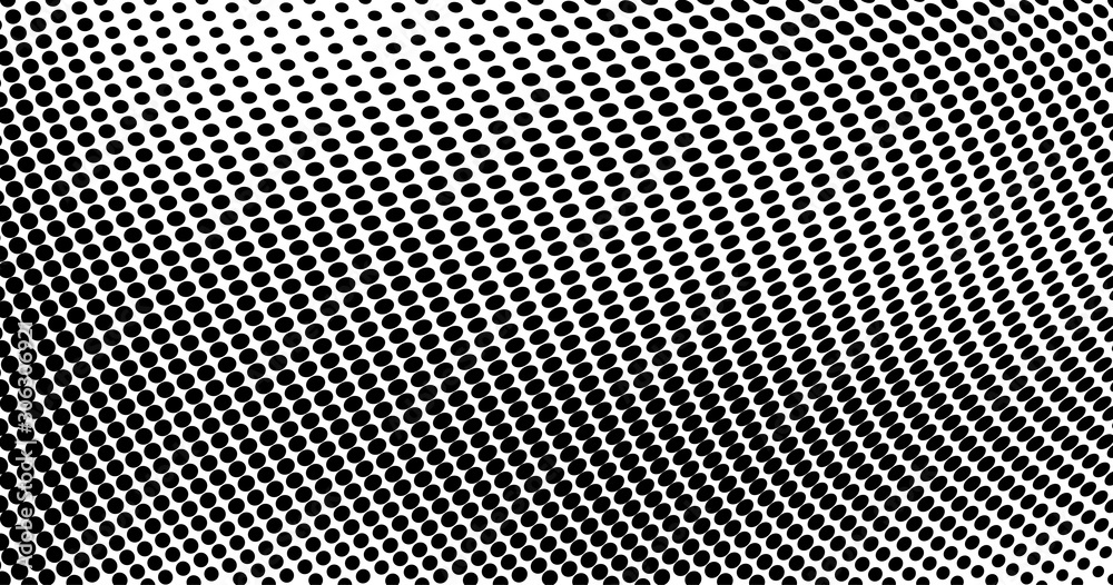Abstract halftone texture in the form of a wave. Monochrome art background of black dots on white. Vector chaotic pattern. Template for printing and design of business cards, labels, posters Abstract halftone texture in the form of a wave. Monochrome art background of black dots on white. Vector chaotic pattern. Template for printing and design of business cards, labels, posters