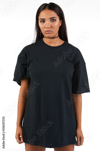 Blank t-shirt mock-up - Cool streetwear fashion girl ready for your design