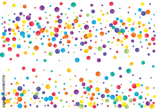 Festive color round confetti background. Abstract frame confetti texture for holiday, postcard, poster, website, carnivals, birthday and children's parties. Cover confetti mock-up. Wedding card layout