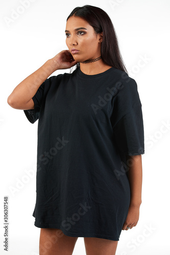 Blank t-shirt mock-up - Cool streetwear fashion girl ready for your design