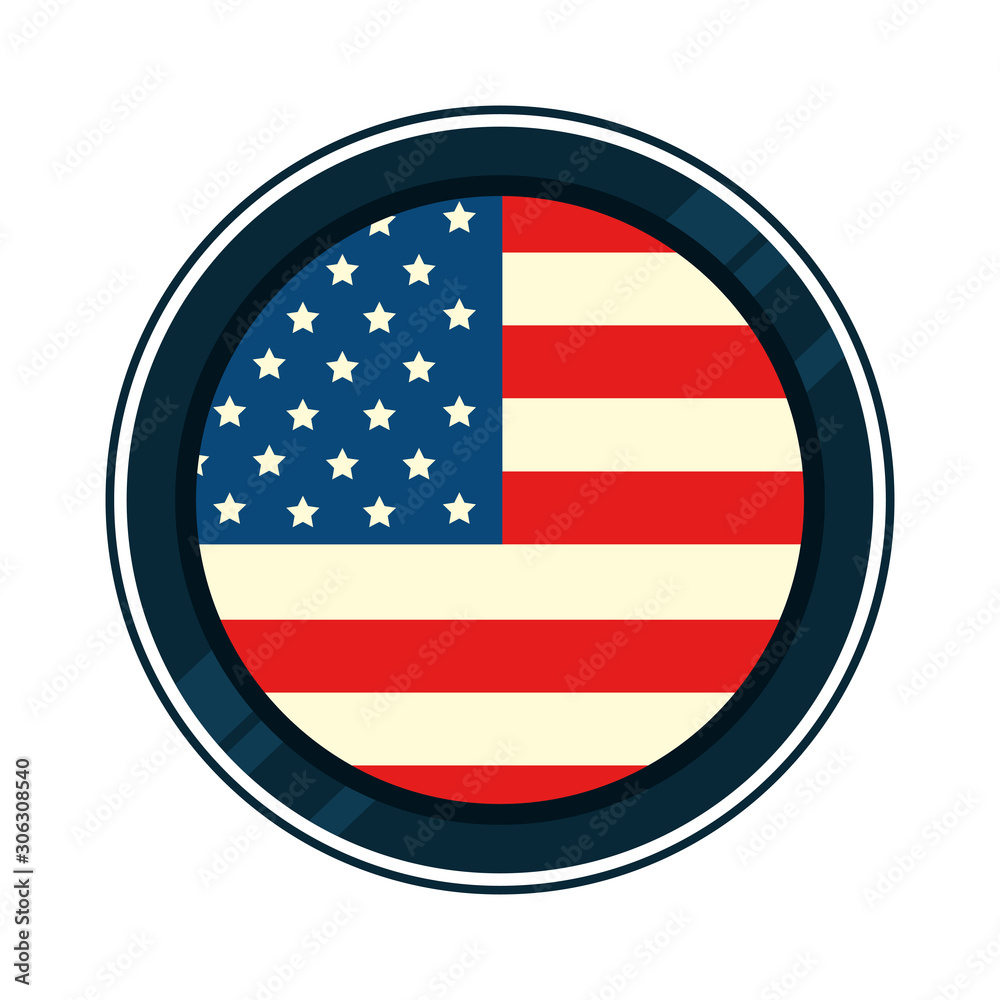united states flag in frame circular vector illustration design