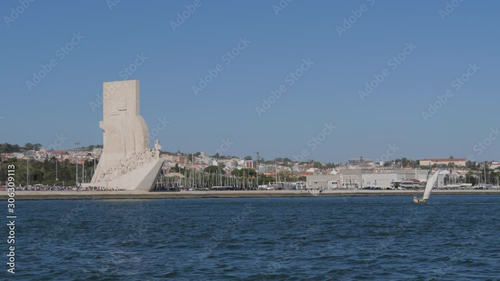 Monument to the discoveries view from river tagus Lisbon Portugal