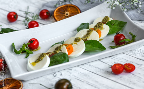 caprice salad with mozzarella and cherry tomatoes