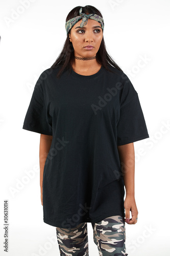 Blank t-shirt mock-up - Cool streetwear fashion girl ready for your design
