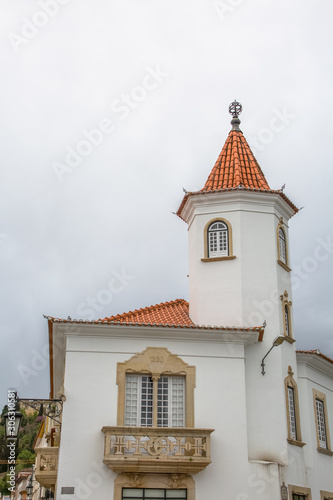 View of a classic Templar building, on center at the Tomar city downtown, Portugal