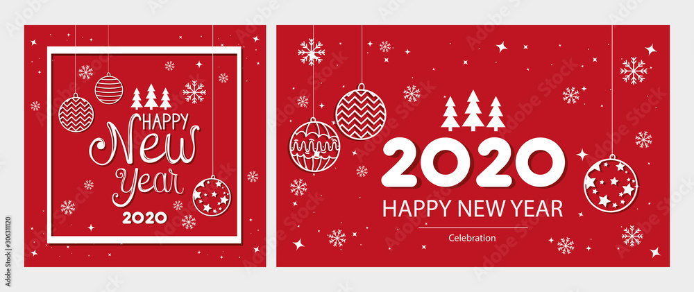 set of posters happy new year with decoration vector illustration design set of posters happy new year with decoration vector illustration design
