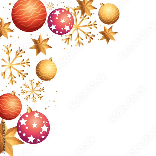 decoration of christmas with balls and icons design