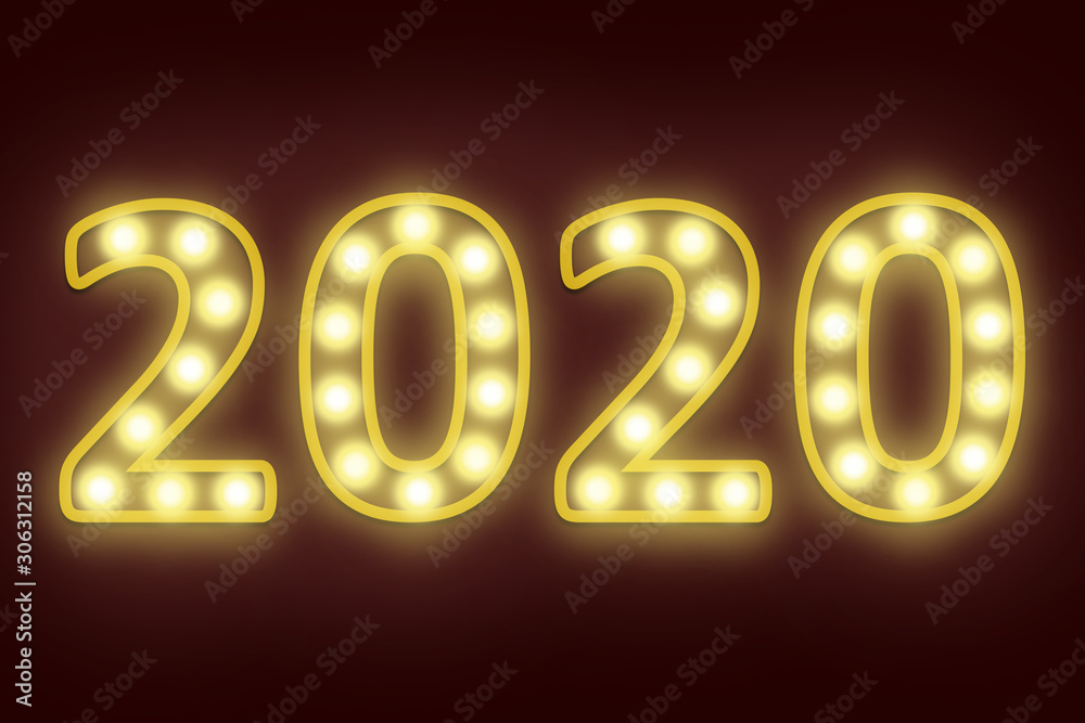 light bulb flashing in number 2020 for happy new year 2020 new year eve celebration background light bulb flashing in number 2020 for happy new year 2020 new year eve celebration background