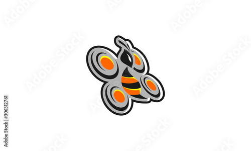 bee drone logo icon vector technology