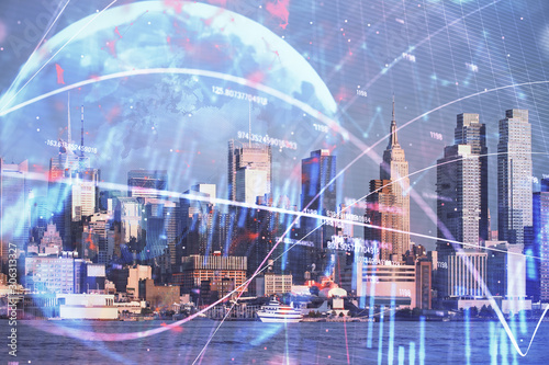 Wallpaper Mural Forex graph on city view with skyscrapers background double exposure. Financial analysis concept. Torontodigital.ca