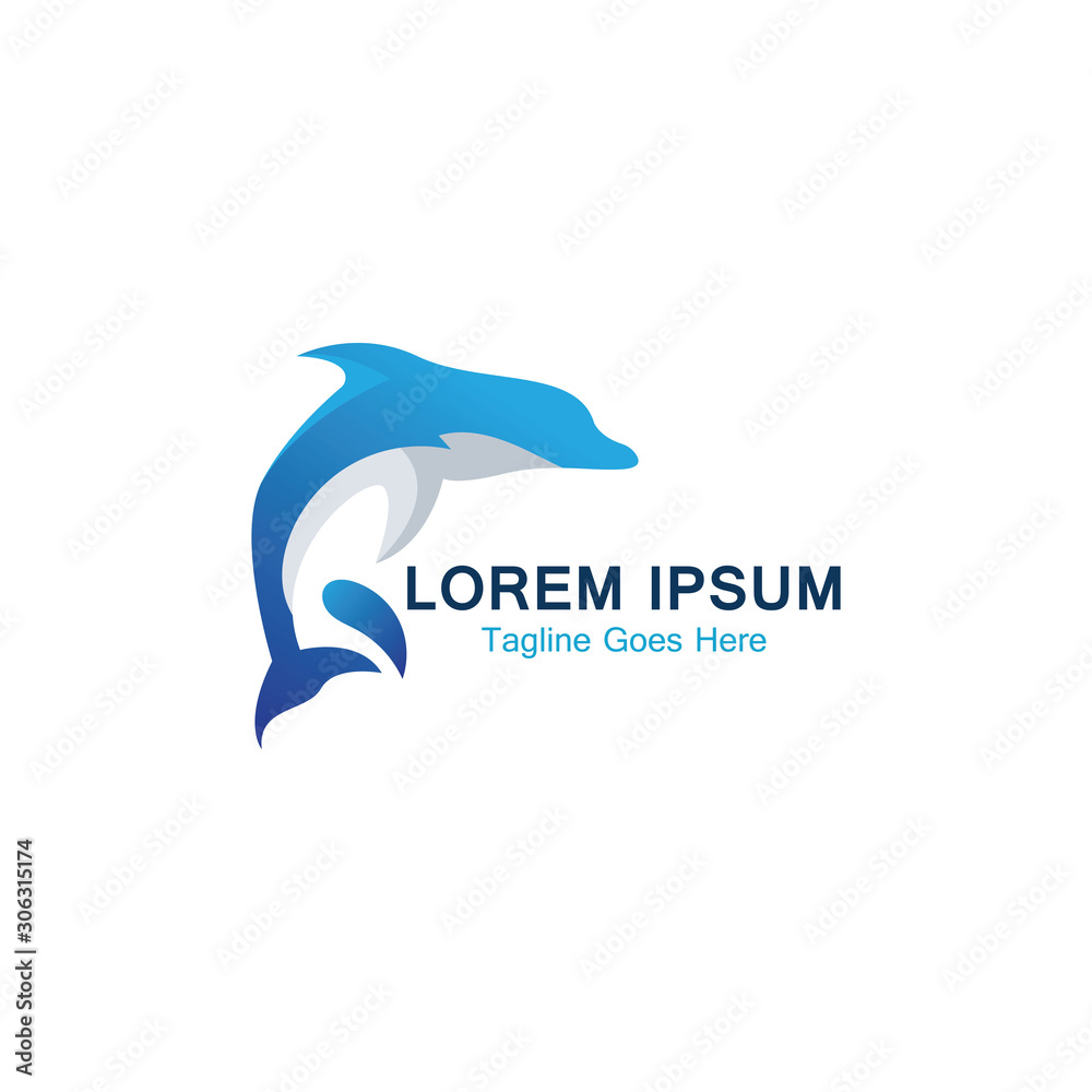 Dolphin smart fish jump logo in the sea template design icon Dolphin smart fish jump logo in the sea template design icon