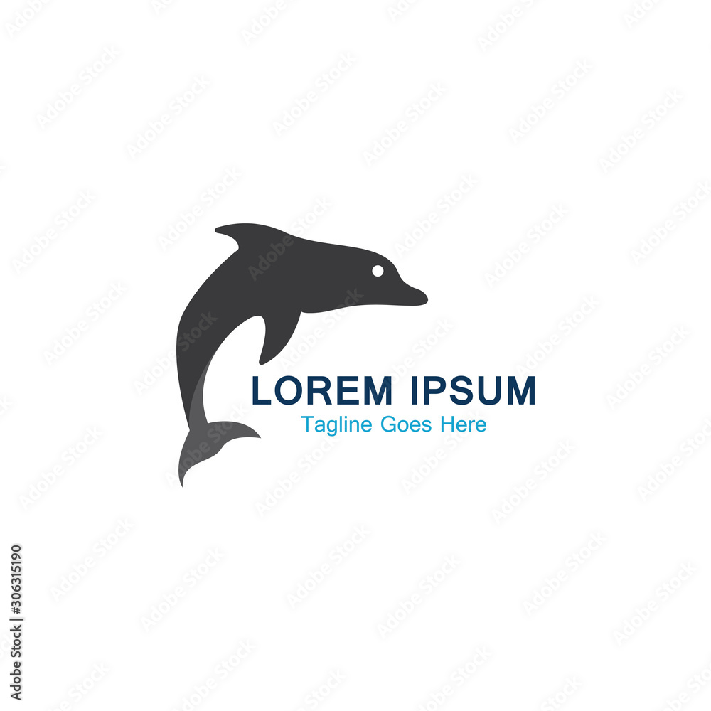 Fototapeta premium Dolphin smart fish jump logo in the sea template design icon
