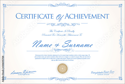 Certificate or diploma retro vintage design 
