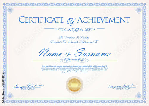 Certificate or diploma retro vintage design 