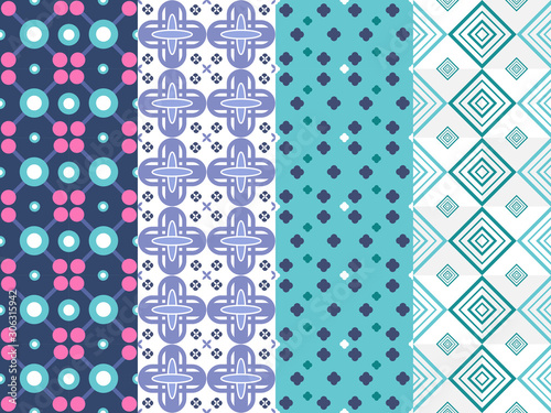 4 Collection Geometric Seamless Pattern Design background or Wallpaper, Texture, Endless, Pattern vector.