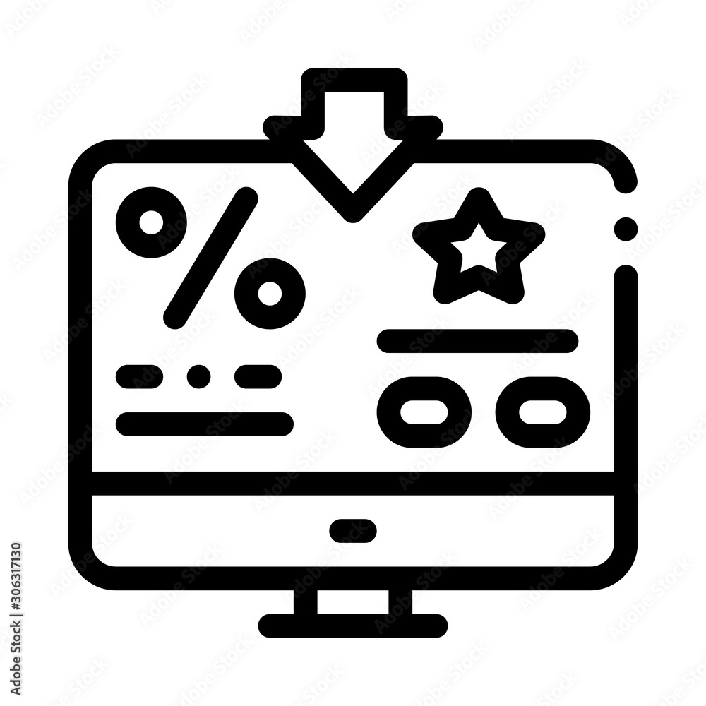 Bonus Percent Computer Information Icon Vector. Outline Bonus Percent Computer Information Sign. Isolated Contour Symbol Illustration Bonus Percent Computer Information Icon Vector. Outline Bonus Percent Computer Information Sign. Isolated Contour Symbol Illustration