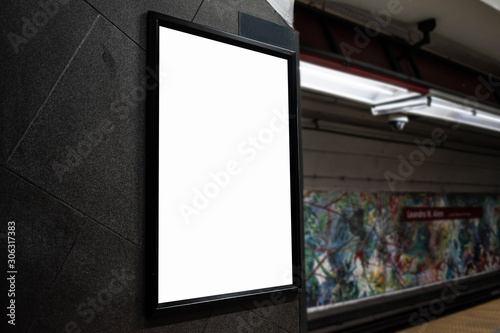 Mockups of white billboard on the subway