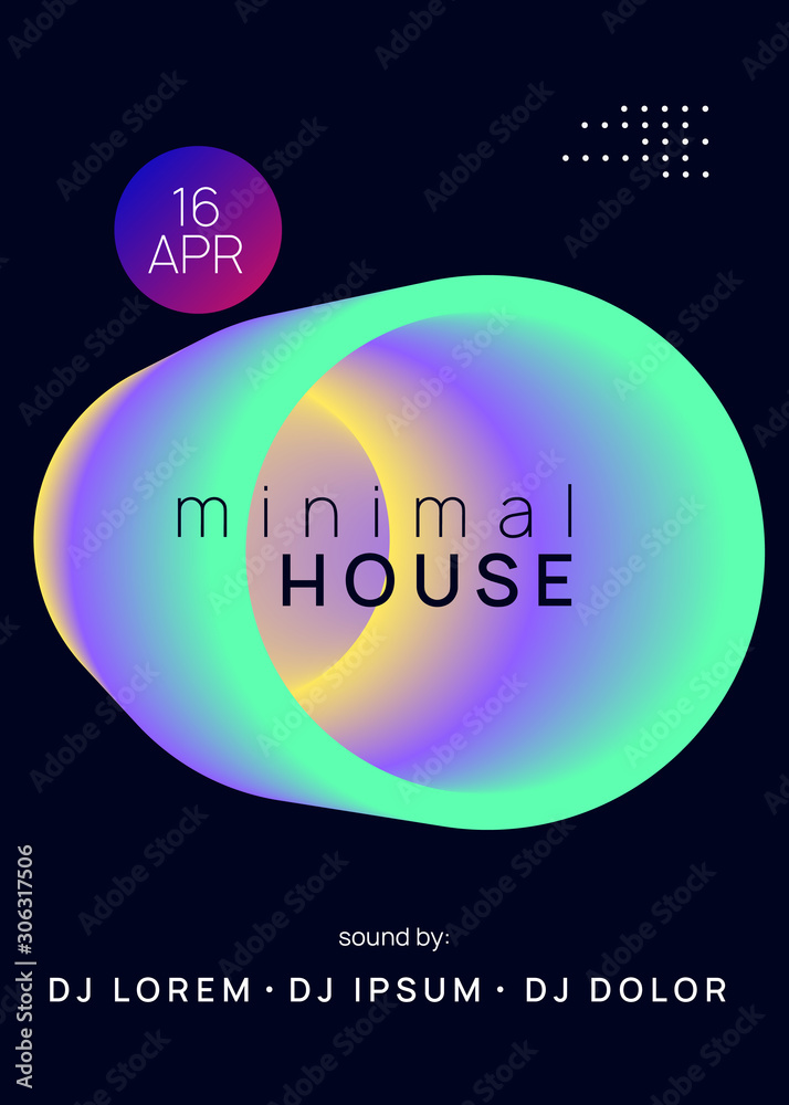 Music poster. Minimal techno party brochure layout. Fluid holographic gradient shape and line. Electronic sound. Night dance lifestyle holiday. Summer fest flyer and music poster. Music poster. Minimal techno party brochure layout. Fluid holographic gradient shape and line. Electronic sound. Night dance lifestyle holiday. Summer fest flyer and music poster.