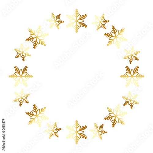 Wallpaper Mural frame circular of snowflakes golden vector illustration design Torontodigital.ca