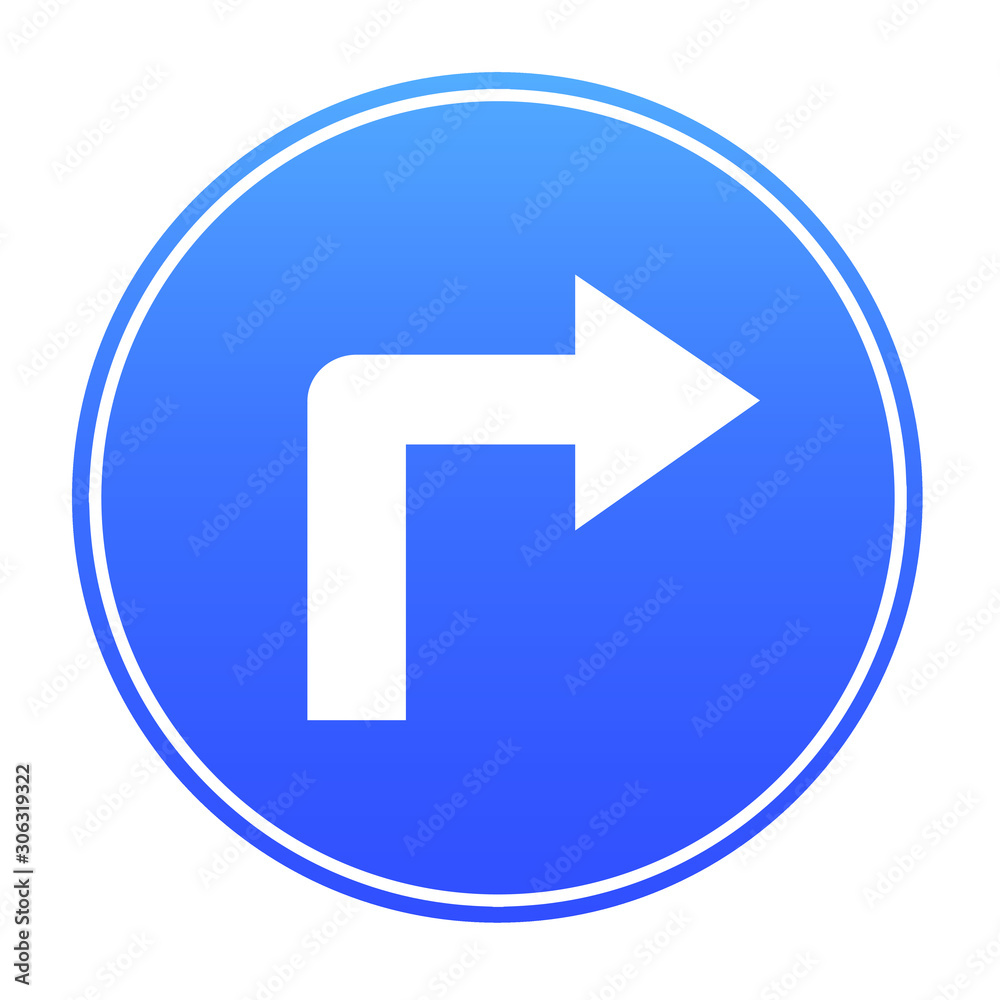 Turn right ahead sign Turn right ahead sign