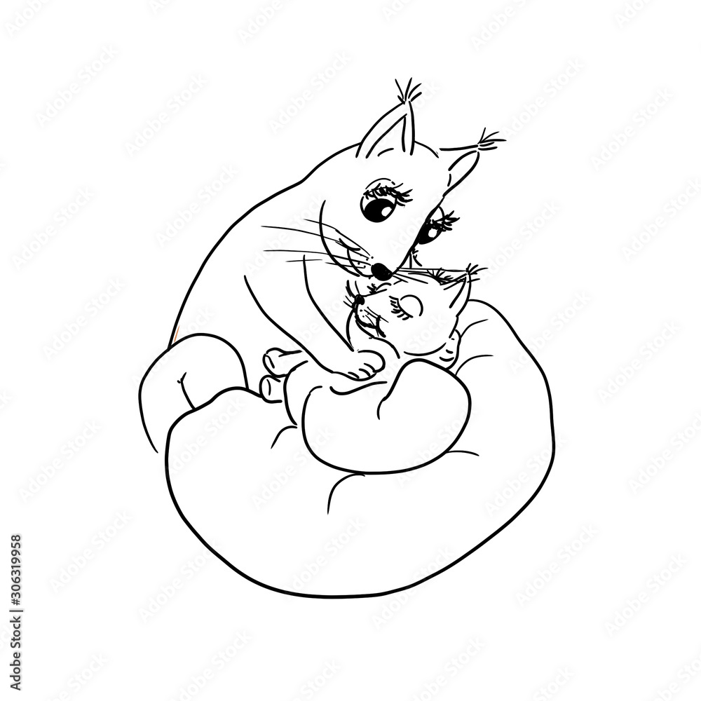 Eichhörnchen Mutter Mama hält Kind Junges im Arm, Schläft weich eingekuschelt im warmen Schwanz der der Mama. Die Liebe einer Mutter. Mutter schaut schlafendes Kind an. Eichhörnchen Mutter Mama hält Kind Junges im Arm, Schläft weich eingekuschelt im warmen Schwanz der der Mama. Die Liebe einer Mutter. Mutter schaut schlafendes Kind an.
