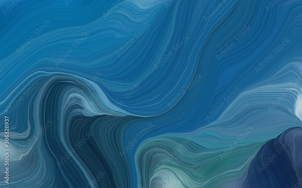 smooth swirl waves background illustration with teal blue, very dark blue and cadet blue color