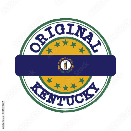 Vector Stamp of Original logo and Tying in the middle with Kentucky flag, the states of America.